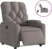 vidaXL Fotoliu rabatabil electric, gri taupe, material textil