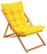 Șezlong de grădină galben/fag