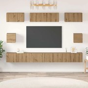 vidaXL Set dulap TV Pe perete 8 pcs stejar artizanal Lemn compozit