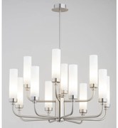 Candelabru 12 brate, otel nickel, sticla alb mat PRESTON 5087