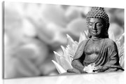 Tablou Budha pașnic în design alb-negru