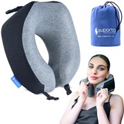 Perna de calatorie Suporto Travel Companion. Perna voiaj din spuma cu memorie, Neagra