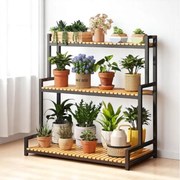 Suport metalic pentru plante 3 etaje raft pentru flori în stil loft 95 cm