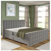 Pat tapițat reglabil electric HELEN 180x200 cm, gri, cu saltele și topper