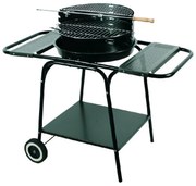 Gratar pe carbuni MasterGrill MG906, 46 cm, 3 rafturi, Grill frigarui, 2 rotite, Otel emailat, Negru