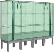 vidaXL Strat înălțat cu husă de seră, aspect ratan, 160x40x140 cm