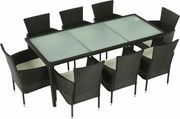 Set gradina MENIBOR, maro/bej, ratan artificial/sticla temperata/otel,