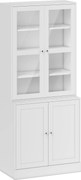 HOMCOM Mobilier de Bibliotecă cu 2 Dulapuri, Rafturi și Uși din Sticlă Alb | Aosom Romania