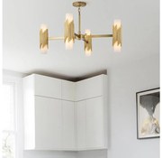 Elstead MARVELE8-AB-OPAL - Lustră MARVELE pe tijă, 8xE14/40W/230V, cu finisaj auriu