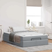 vidaXL Cadru de pat cu saltea Gri deschis 120 x 200 cm țesătură