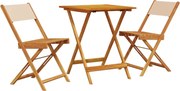 vidaXL Set mobilier bistro, 3 piese, textil bej/lemn masiv