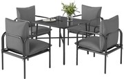 Outsunny Set de Luat Masa de Gradina din 5 Piese cu Perne Groase | Aosom Romania