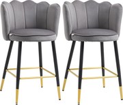 HOMCOM Set de 2 Scaune de Bar Elegante, Înalte cu Spătar, Bază din Oțel Stabil, Gri Carbune, pentru Bucătărie | Aosom Romania