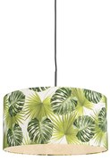 Lampă pendantă botanică neagră cu abajur cu frunze 50cm - Combi 1