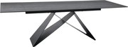 Masa moderna dining WESTIN, gri/negru, sticla/metal, 160-240x90x77 cm