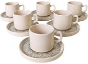 Set de 6 cești din ceramică cu farfurioare BohoBrew 184 ml