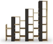 Etajeră neagră/în culoare naturală cu aspect de lemn de stejar 158x151 cm Anissa – Marckeric