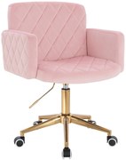 HR802K Scaun Roz Pudra din Catifea cu Bază Aurie