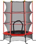 HOMCOM Trambulină pentru Copii 3-10 Ani cu Plasă de Siguranță, Suprafață Elastică cu Țevi Căptușite, Ø163x190 cm, Roșu | Aosom Romania