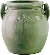 Ghiveci din ceramică glazurată manual 2L verde înalt, „Brobacka"
