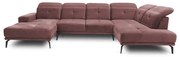 Colțar roz cu tapițerie din catifea (cu colț pe partea dreaptă/în formă de "U") Bretan – ELTAP