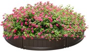 Outsunny Pat de gradina inaltat rotund din plastic HDPE, jardiniera de exterior pentru plante, flori si legume, Φ123x21cm, maro | Aosom Romania