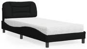 vidaXL Pat cu saltea, negru, 80x200 cm, textil