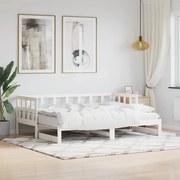 vidaXL Pat de zi cu extensie, alb, 80x200 cm, lemn masiv de pin