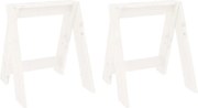 vidaXL Scaune, 2 buc., alb, 40x40x45 cm, lemn masiv de pin