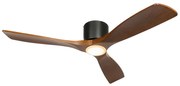Ventilator de tavan negru cu lemn 131,5 cm, inclusiv LED cu dimmer și telecomandă - Jerri