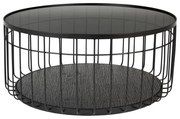 Măsuță de cafea neagră rotundă cu blat din sticlă 80x80 cm Lance – White Label
