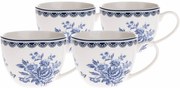 Set de 4 cești din porțelan Blue Rose, 90 ml