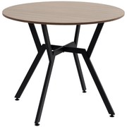HOMCOM Masă Rotundă de Sufragerie pentru 2 Persoane cu Suport în X, Masă Modernă din Lemn și Oțel, Ø90x76 cm, Maro | Aosom Romania