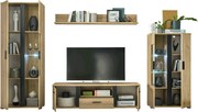 Mobilier living KANODE, stejar artisan/negru, PAL laminat/sticla, cu i