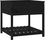 vidaXL Jardinieră cu raft, negru, 82,5x82,5x81 cm, lemn masiv de pin