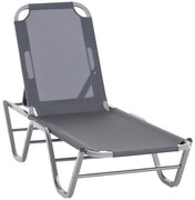 Outsunny Șezlong Reglabil din Aluminiu, Argintiu, pentru Piscină și Grădină, 163x58.5x91 cm | Aosom Romania
