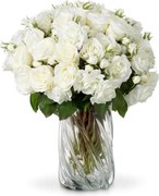 Buchet artificial LUX din 72 de trandafiri albi, Roses