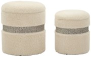 Mauro Ferretti Puff cu Depozitare Saint-Moritz Crem Set 2 Buc cm Ø 40x47-32x37 | Aosom Romania