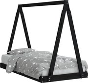 vidaXL Cadru de pat pentru copii, negru, 80x160 cm, lemn masiv de pin