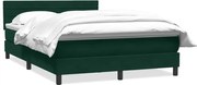vidaXL Pat box spring cu saltea, verde închis, 160x220 cm, catifea