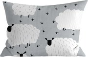 Fata de perna din policoton WHITE SHEEPS 50x70 cm, gri