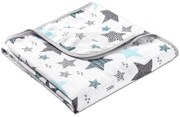Paturica dubla de muselina XXL 120x120 cm Kidizi All Mint Stars, 100% bumbac