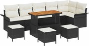 vidaXL Set de canapele pentru grădină cu pernă 10 pcs Negru poliratan