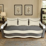 Canapea DIANA extensibila, 3 locuri, cu lada de depozitare, catifea crem cu gri , 220x100x80 Gri + Crem, Catifea