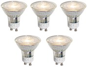 Set de 5 becuri LED GU10 50mm reglabile, clare, 4,5W, 365 lm, 2700K