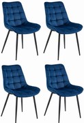 Set 4 Scaune Bucatarie/Dining Joy Albastre Catifea