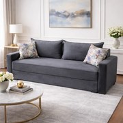 Canapea LARISA extensibila, 3 locuri, cu lada de depozitare, catifea gri , 220x95x85 Gri, Catifea