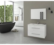 Set dulap baza suspendat alb si lavoar alb Drop Torino 75 cm