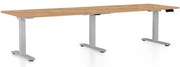 Masă înălțime reglabilă OfficeTech Long, 260 x 80 cm, picioare gri, stejar kraft