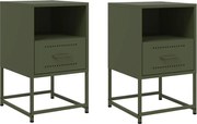 vidaXL Noptiere, 2 buc., verde olive, 36x39x60,5 cm, oțel